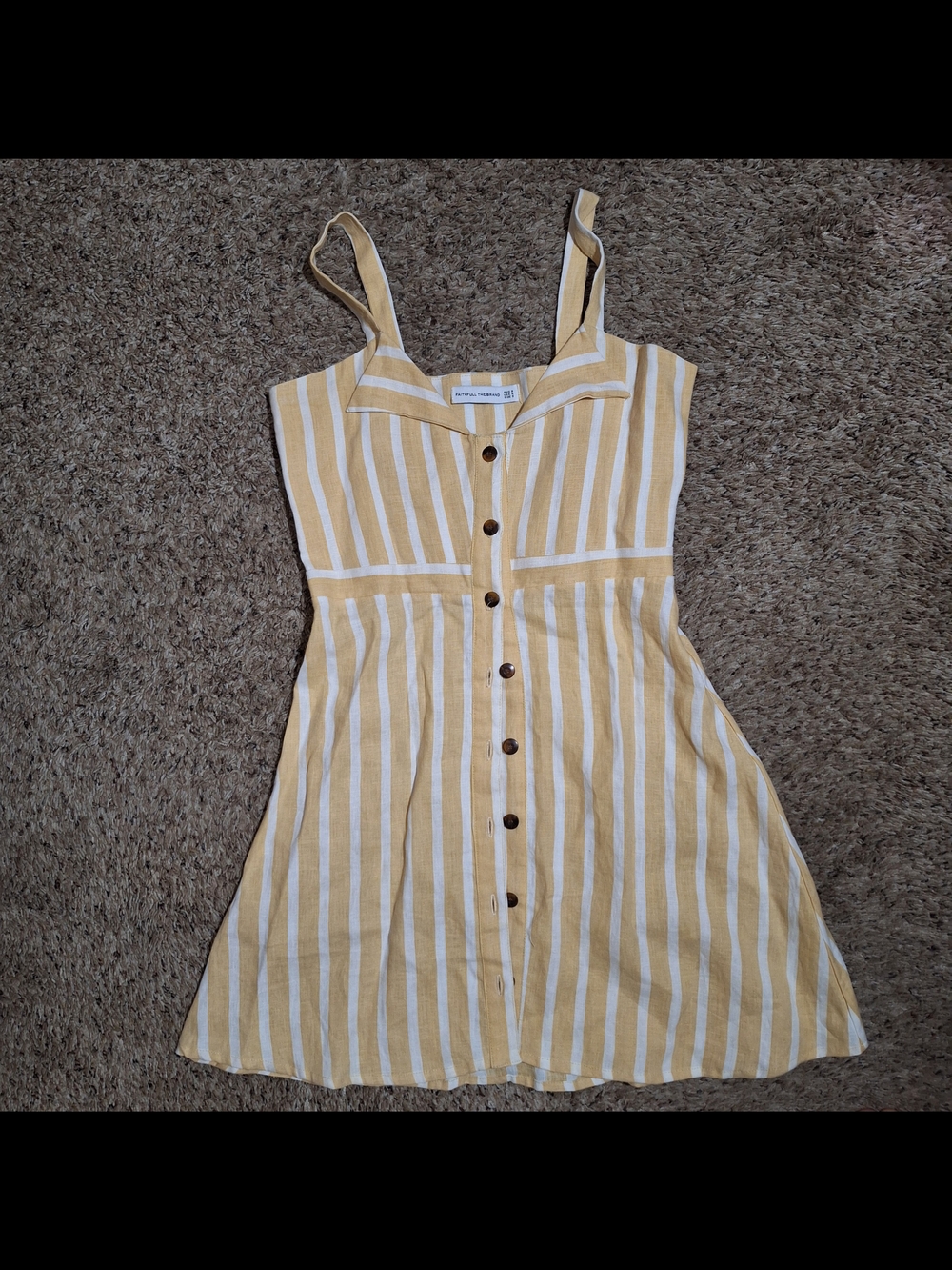 Faithfull The Brand Le Petite Linen Dress Mazur Stripe Yellow S